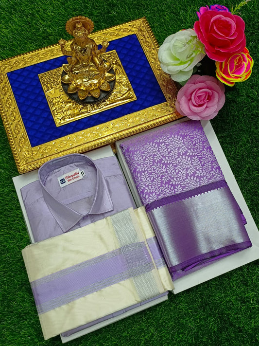 Double Layer Vesti Combo – Semi Silk Saree and Shirt