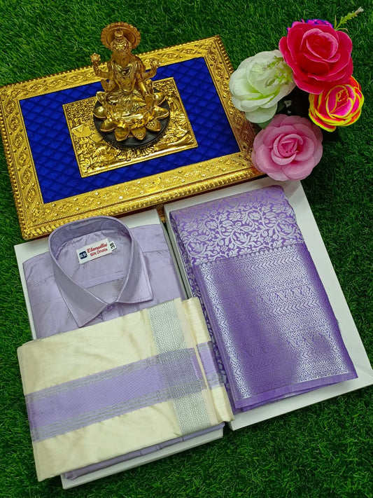 Classic Semi Silk Dhoti Shirt and Bridal Saree Combo