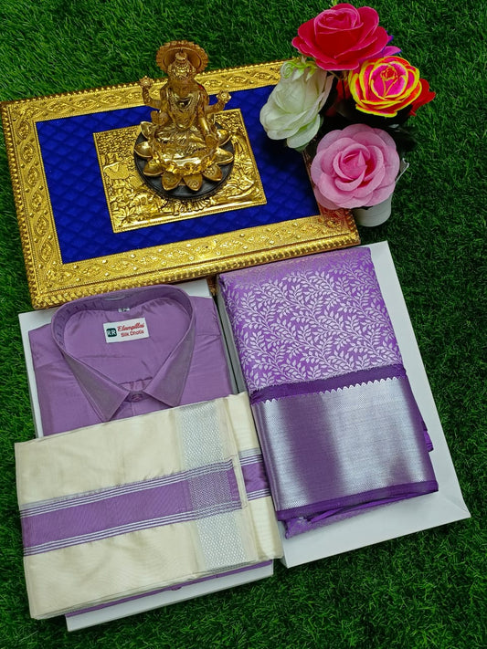 Premium Couple Combo – Pattu Saree & Shirt Dhoti