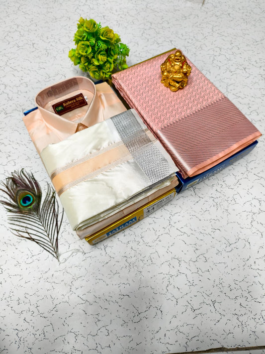 Double Layer Vesti Combo – Semi Silk Saree and Shirt