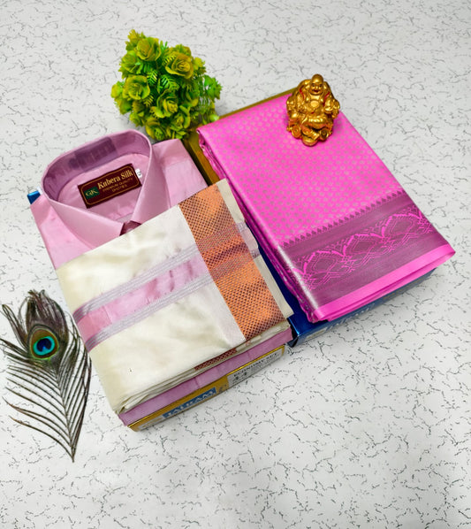 Semi Silk Saree with Semi Silk Vesti Sattai – Wedding Wear