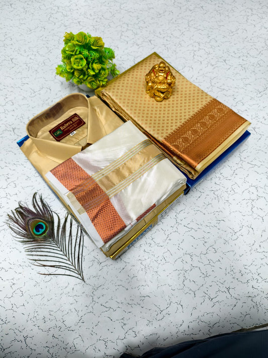 Semi Silk Saree and Full Sleeve Shirt with 8 Mulam Vesti