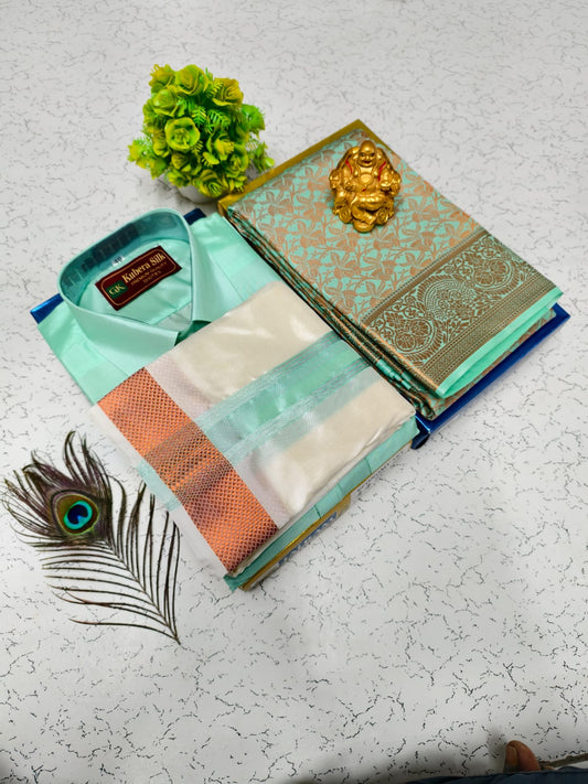8 Mulam Semi Silk Dhoti with Bridal Saree & Shirt