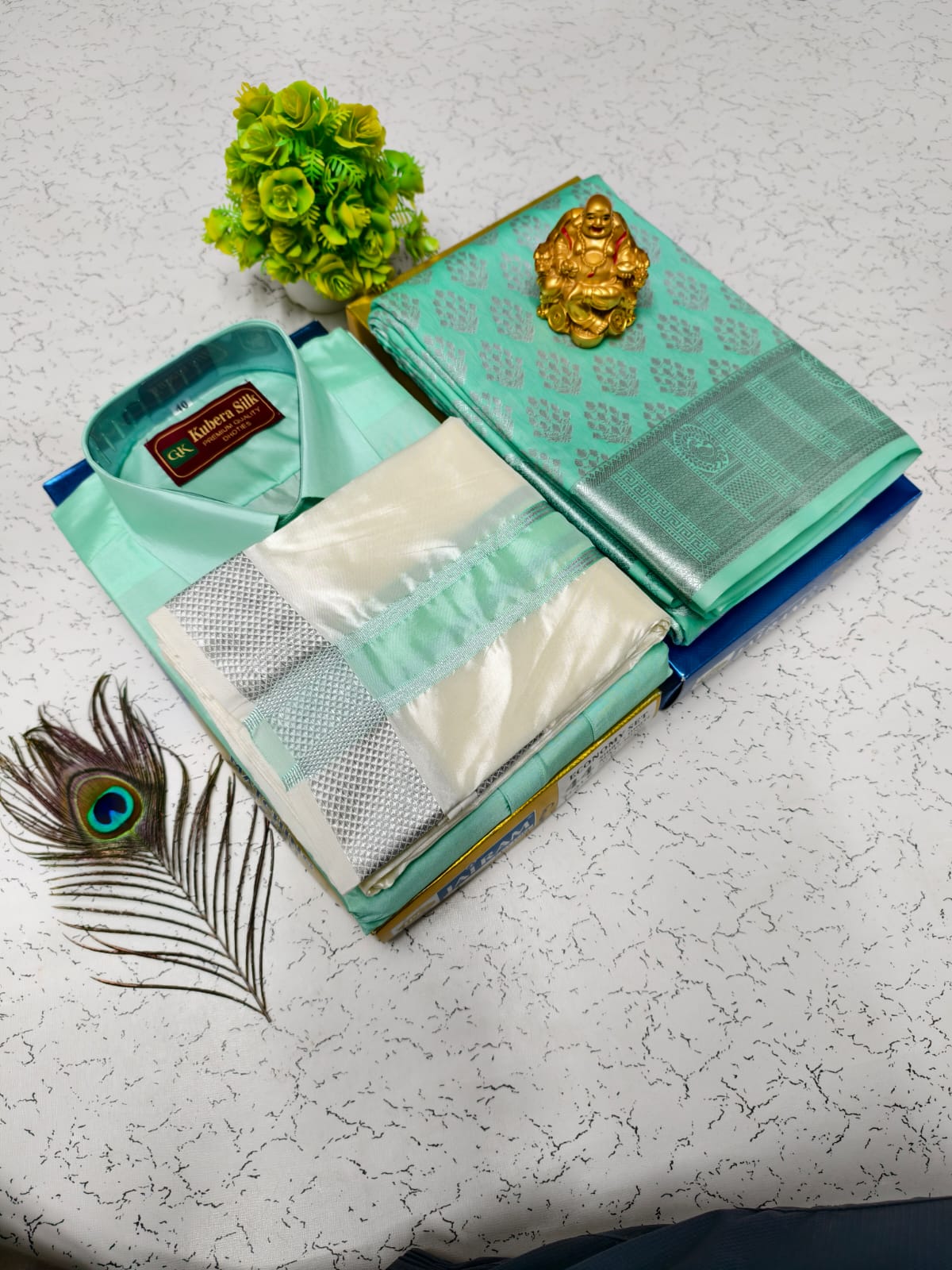 Semi Silk Saree with Semi Silk Dhoti Shirt – 8 Mulam