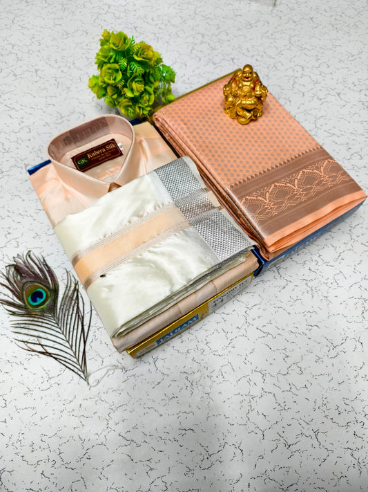 Semi Silk Saree Combo – Shirt & Traditional Dhoti
