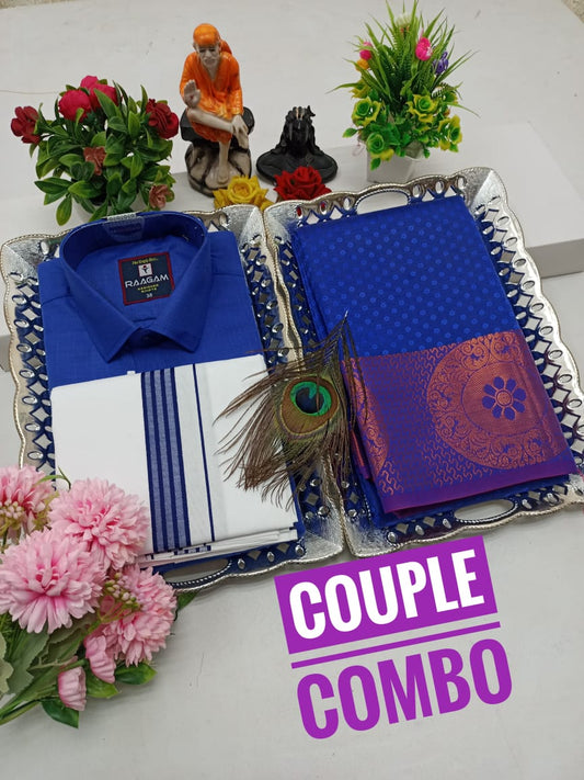 Simple Yet Elegant Combo – Cotton Blend & Saree Set - CoupleWeaves