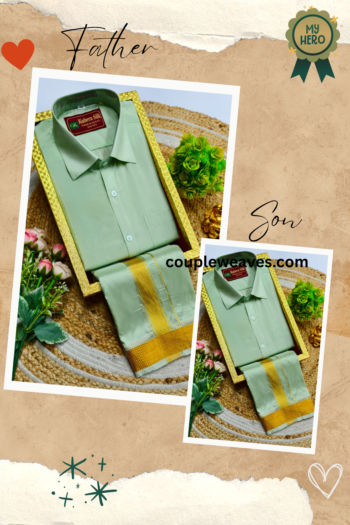Elegant Occasion Father & Son Matching Dhoti Shirt Set