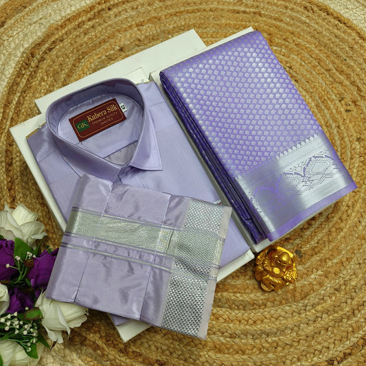 Traditional Couple Combo – Saree & Shirt Set - CoupleWeaves