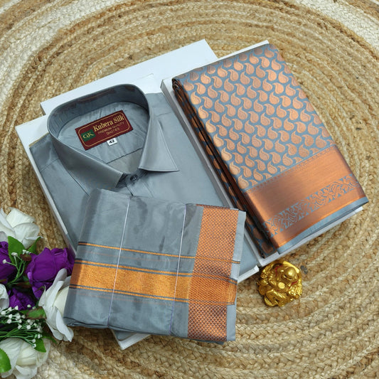 Traditional Silk Saree and Men’s Combo Set - CoupleWeaves