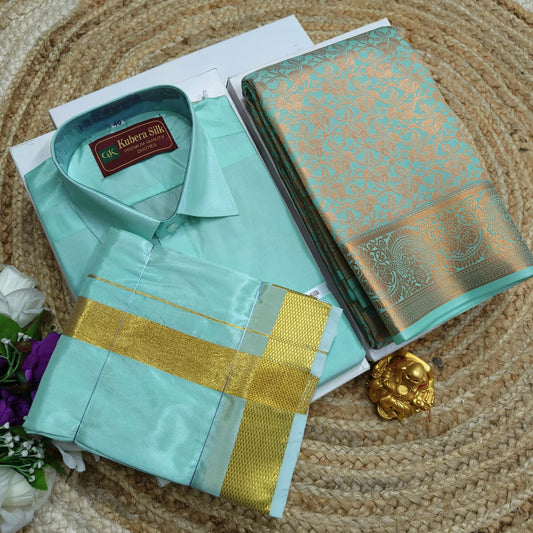 Wedding Couple Combo – Saree & Dhoti Shirt - CoupleWeaves